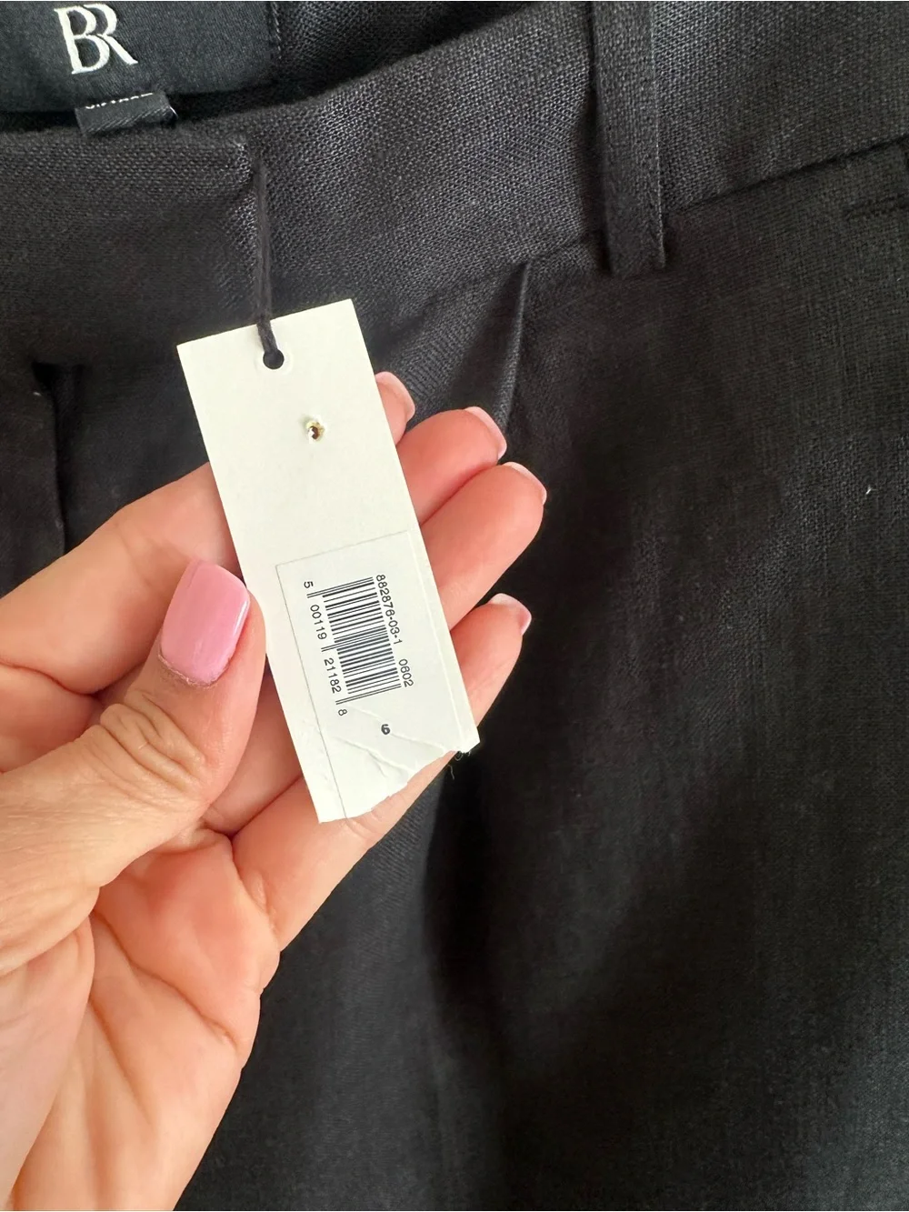 NWT Banana Republic black high rise 100% linen trouser straight leg pant size 6